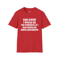 Too Powerful funny t-shirt in red by Du Gut